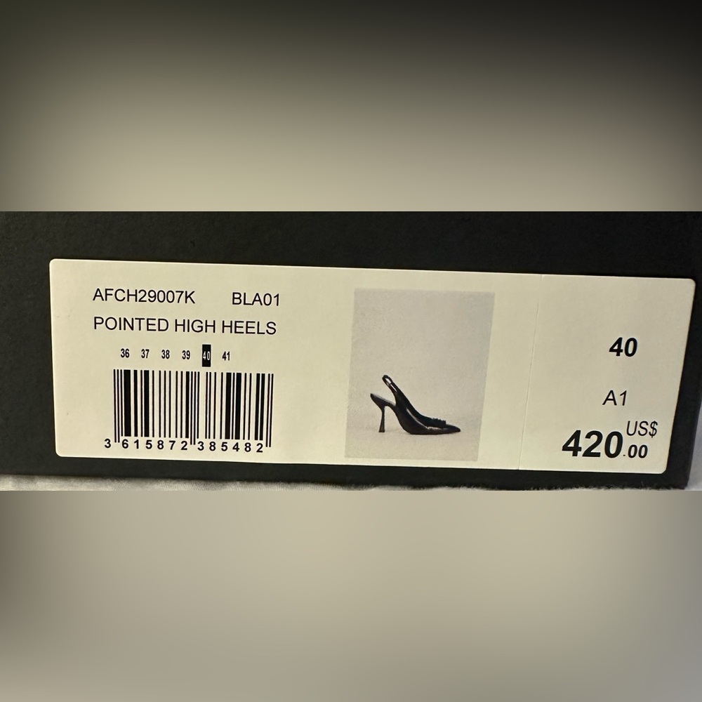 The Kooples Black Leather Pointy Toe Studded Sling Back Sz 40 NIB SIZE 9 - Picture 4 of 13